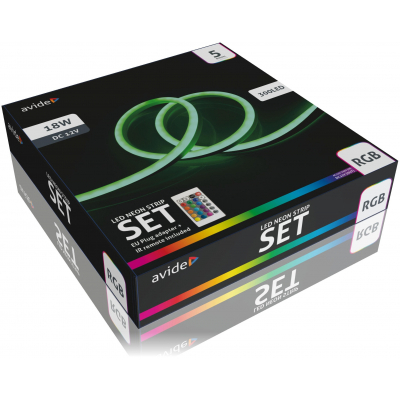 LED NEON Strip set / 5m / 12V / neon / RGB - multi-colored / IP67 / 18W / remote control included / NEON FLEX / Avide / 5999097946641 / 10-529