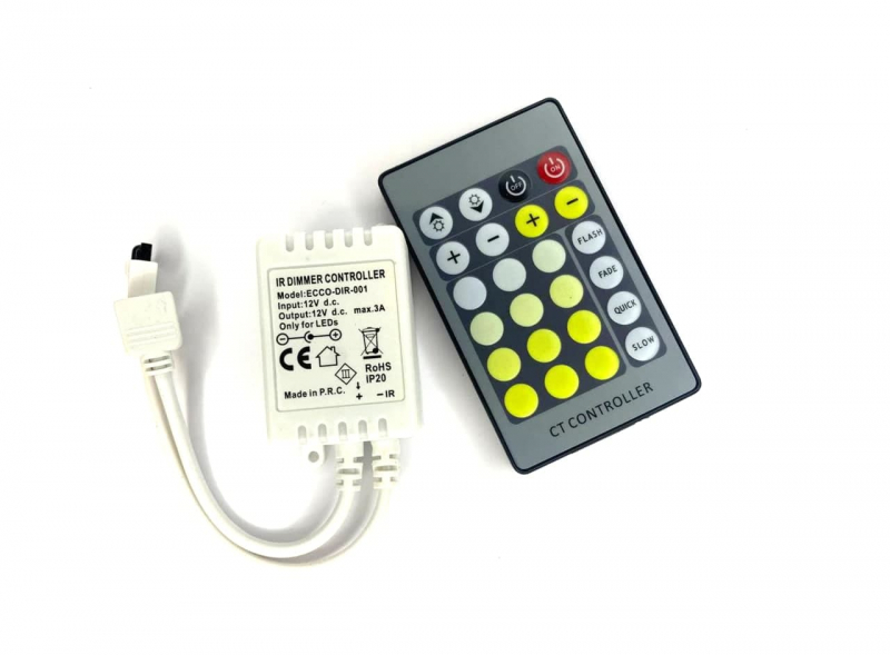 Divkrāsainas LED lentes kontrolieris ar pulti / CT / 24 pogas / 12V-24V / Visional / 4752233004916 / 05-032
