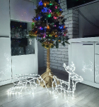 LED Ziemassvētku figūra Briedis ar grozu / Ārejai un iekšējai izmantošanai / Ziemassvētku dekors / 128 cm / CW - auksti balts / 3D / 5900779939738 / 19-126 :: Ziemassvētku dzivnieku LED dekorācijas