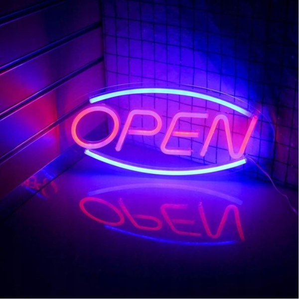 Decorative neon LED panel - sign - OPEN / 5V (USB) / 5900495454430 / 14-428