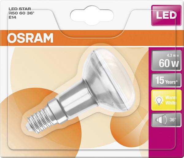 OSRAM LED лампа E14 / 4.3W / 2700K / ST / R50 / 36° / 4058075097247 / 20-095