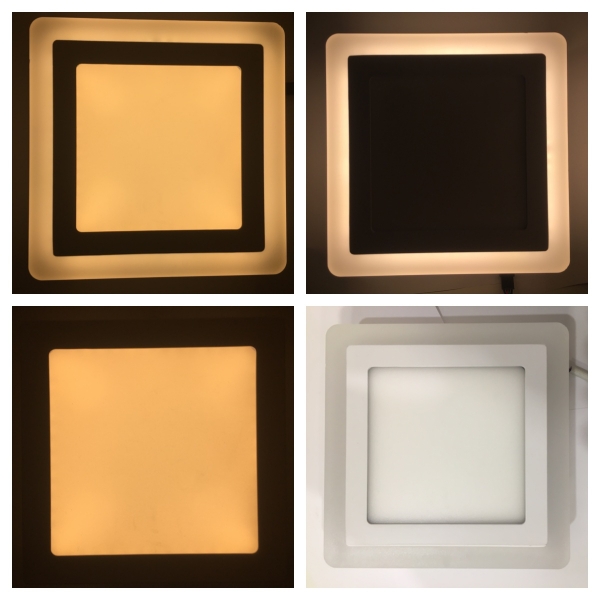 LED Ceiling - wall lamp / recessed LED panel 12W+4W square shape / 3 modes lamp / 4751027171667 / 02-221